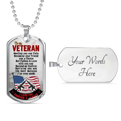 Husband Dog Tag,To My Veteran Gift For Hubby Dog Tag Military Chain Necklace Dog Tag Father's Day Rakva