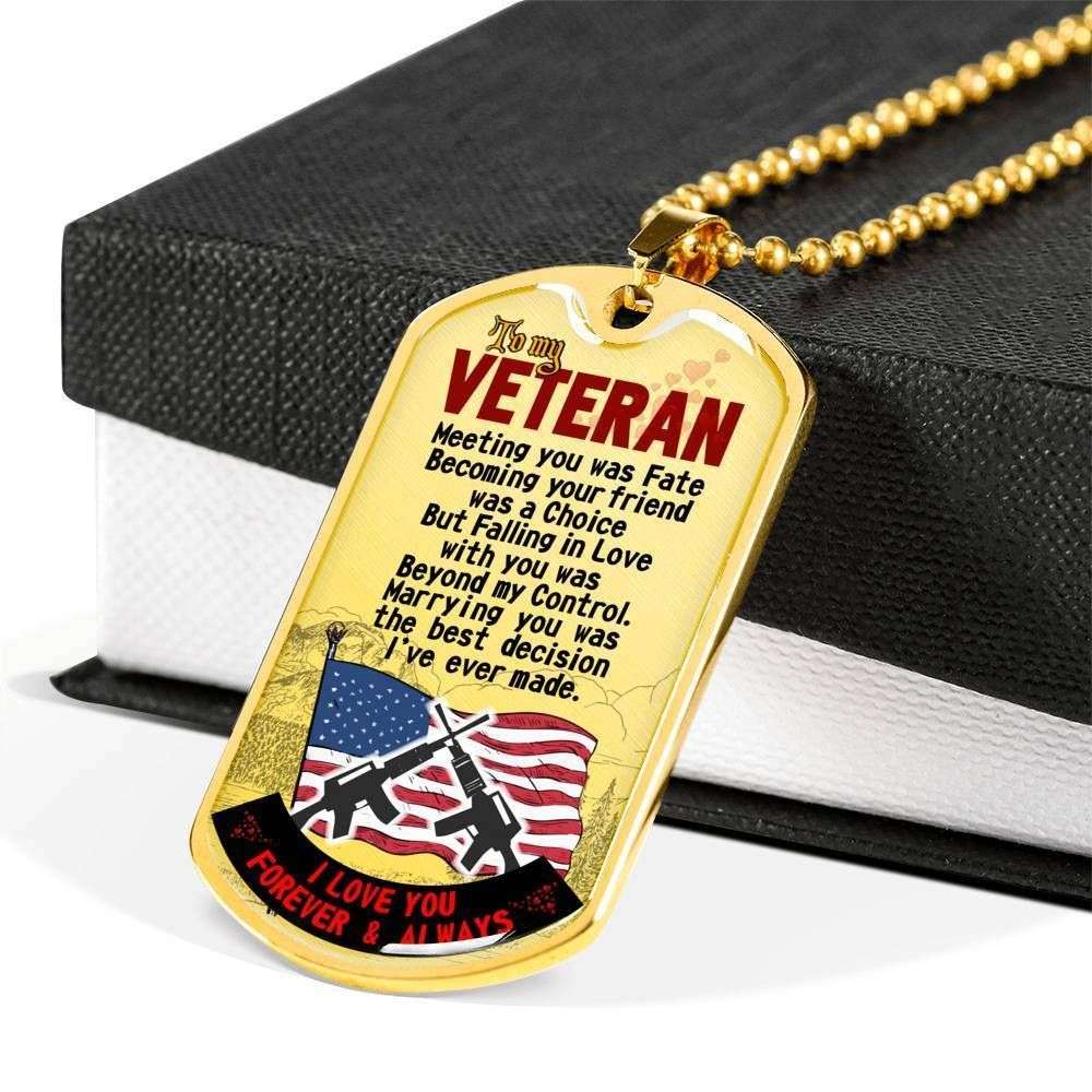 Husband Dog Tag,To My Veteran Gift For Hubby Dog Tag Military Chain Necklace Dog Tag Father's Day Rakva