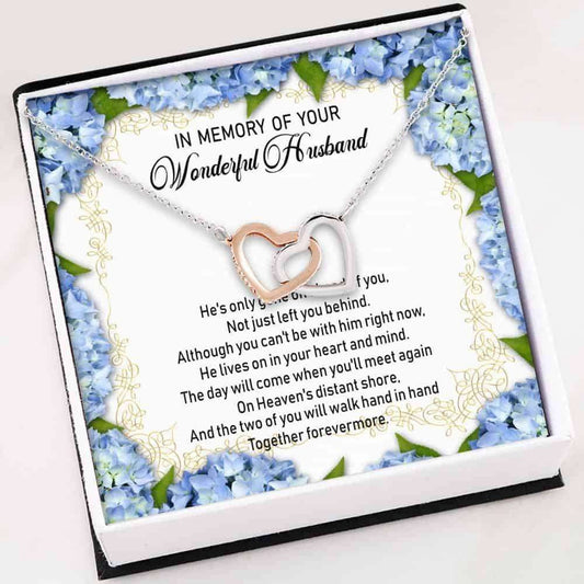 Husband Memorial Necklace “ Interlocking Hearts Necklace With Gift Box For Birthday Christmas Rakva