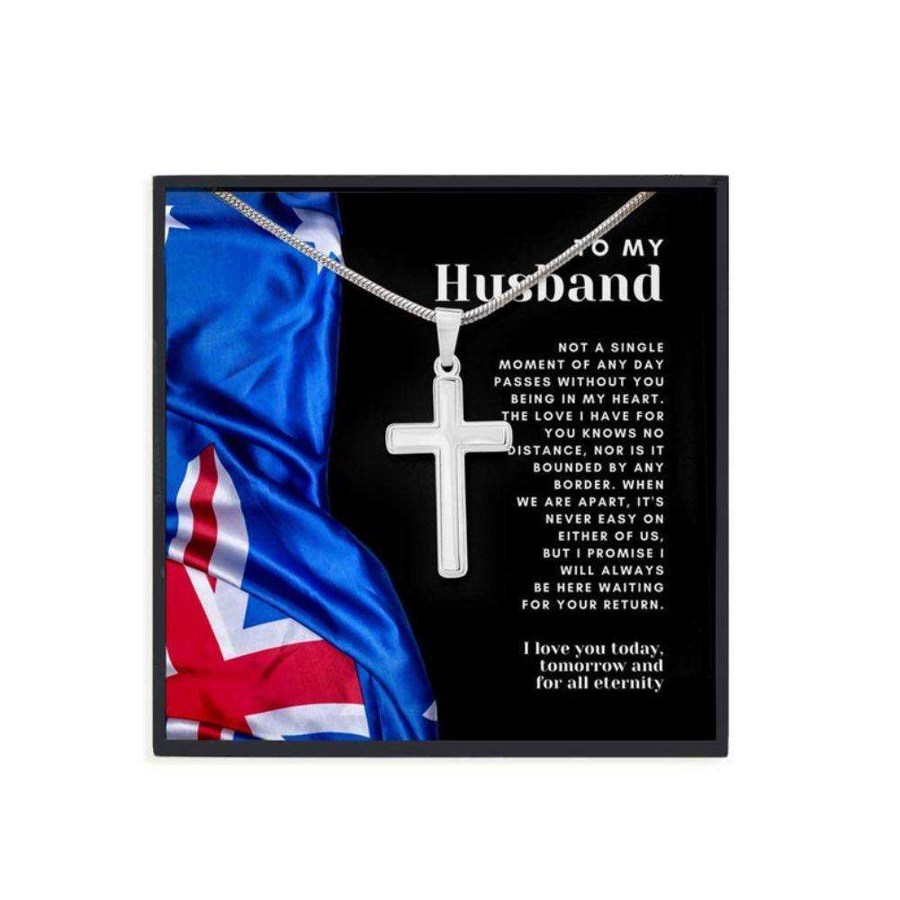 Husband Necklace, Cross Necklace For Men, Australian Flag Military Deployment Gift For Husband From Wife Gifts For Husband Rakva