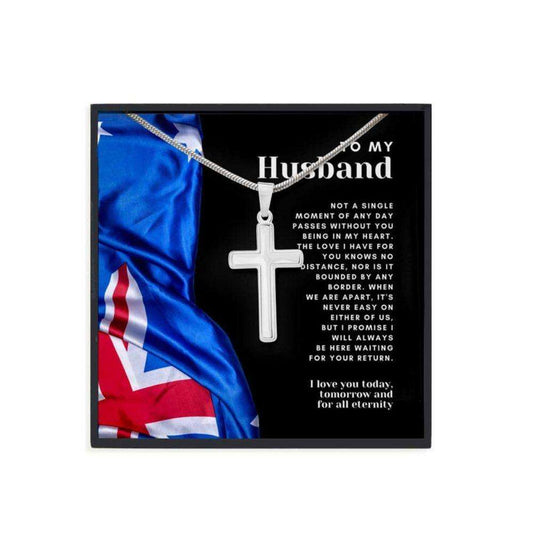 Husband Necklace, Cross Necklace For Men, Australian Flag Military Deployment Gift For Husband From Wife Gifts For Husband Rakva