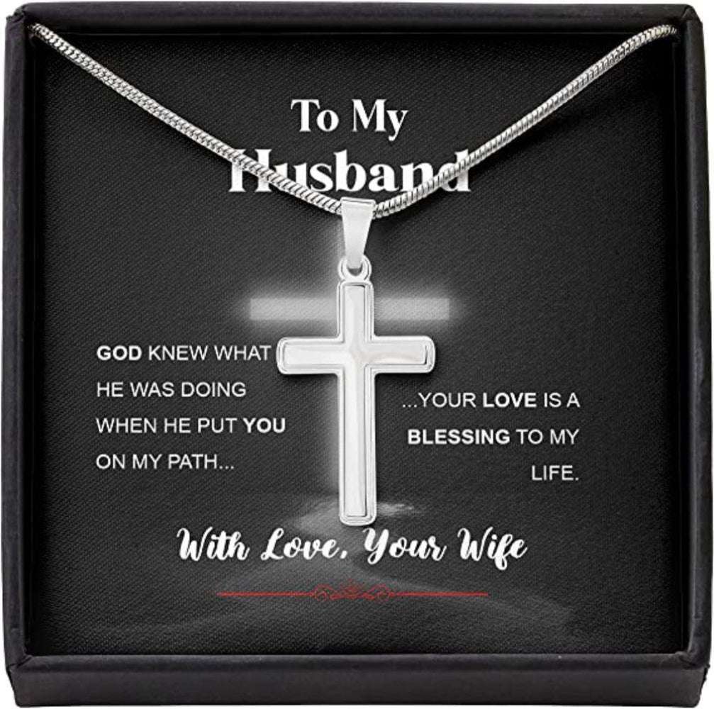 Husband Necklace, Husband Gift From Wife “ God Path Love Bless Love Necklace Father's Day Rakva