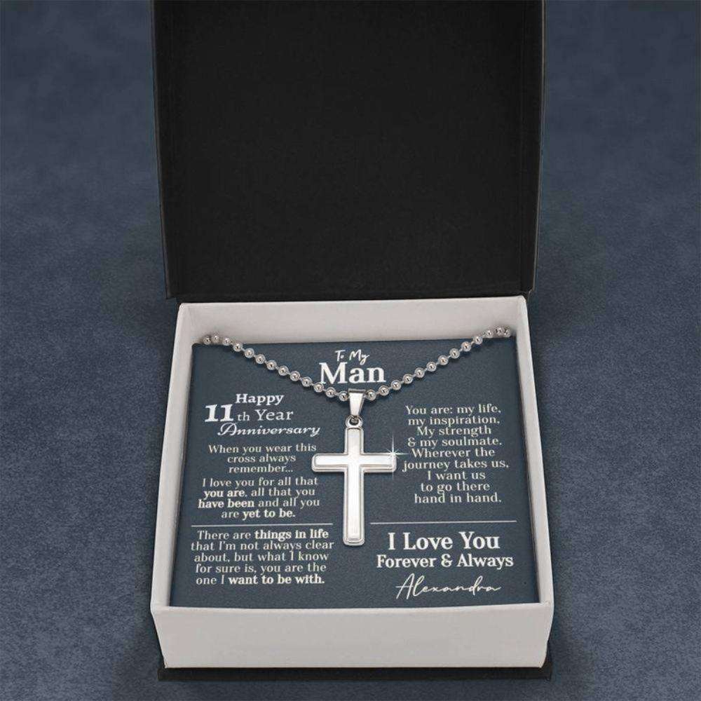 Husband Necklace, Personalized 11 Year Anniversary Necklace For Him, Eleventh Year Anniversary Necklace For Him 11 Year Wedding Anniversary Him Gifts For Husband Rakva