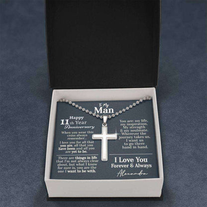 Husband Necklace, Personalized 11 Year Anniversary Necklace For Him, Eleventh Year Anniversary Necklace For Him 11 Year Wedding Anniversary Him Gifts For Husband Rakva