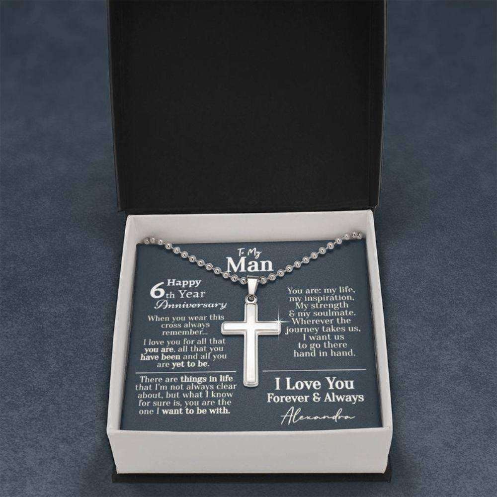 Husband Necklace, Personalized 6 Year Anniversary Necklace For Him, 6Th Year Anniversary Necklace For Him, Sixth Year Anniversary Necklace Gifts For Husband Rakva