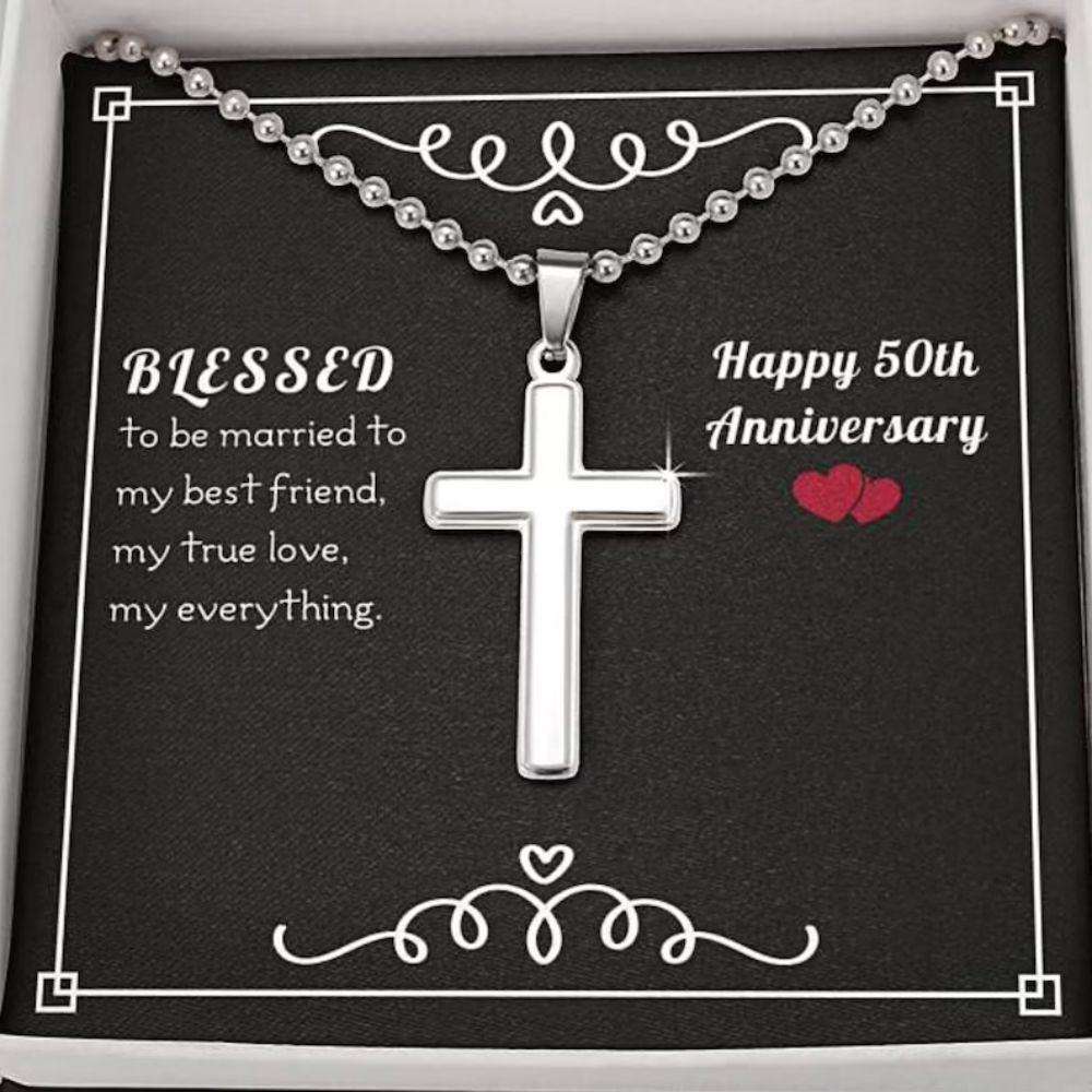 Husband Necklace, To My Husband Necklace Gift “ Blessed 50Th Anniversary Necklace Gifts For Husband Rakva