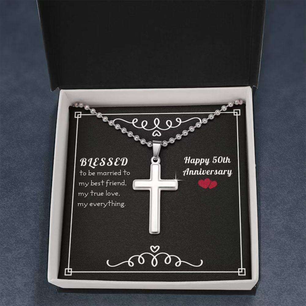 Husband Necklace, To My Husband Necklace Gift “ Blessed 50Th Anniversary Necklace Gifts For Husband Rakva