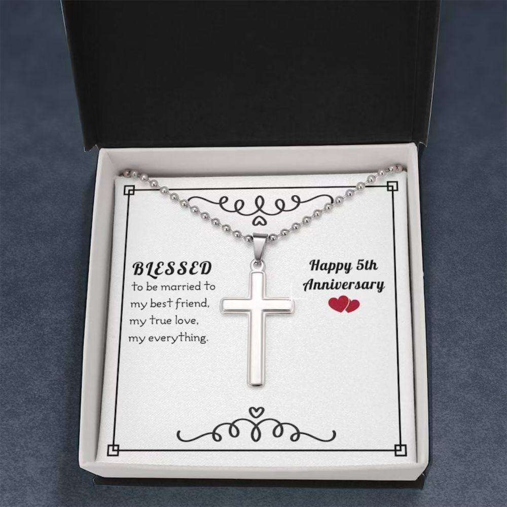 Husband Necklace, To My Husband Necklace Gift “ Blessed 5Th Anniversary Necklace Gifts For Husband Rakva
