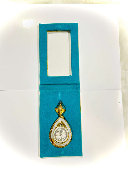 999.9 Purity Ganesh Lakshmi ji Silver Coins With Pink flower Diwali Gift Wrap For Birthday and Marriage Anniversary (Copy) Rakva