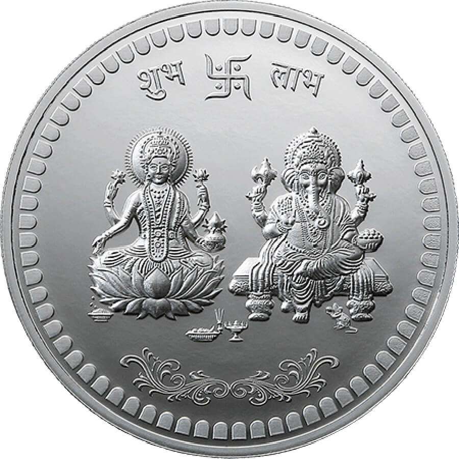999.9 Purity Ganesh Lakshmi ji Silver Coins With Pink flower Diwali Gift Wrap For Birthday and Marriage Anniversary (Copy) Rakva