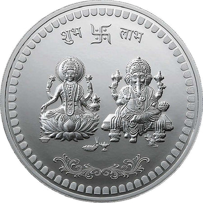 999.9 Purity Ganesh Lakshmi ji Silver Coins With Pink flower Diwali Gift Wrap For Birthday and Marriage Anniversary (Copy) Rakva