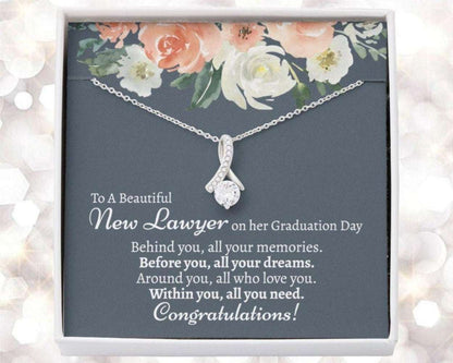 Law School Graduation Necklace, Necklace Gift For Lawyer Passing The Bar For Archievement Rakva