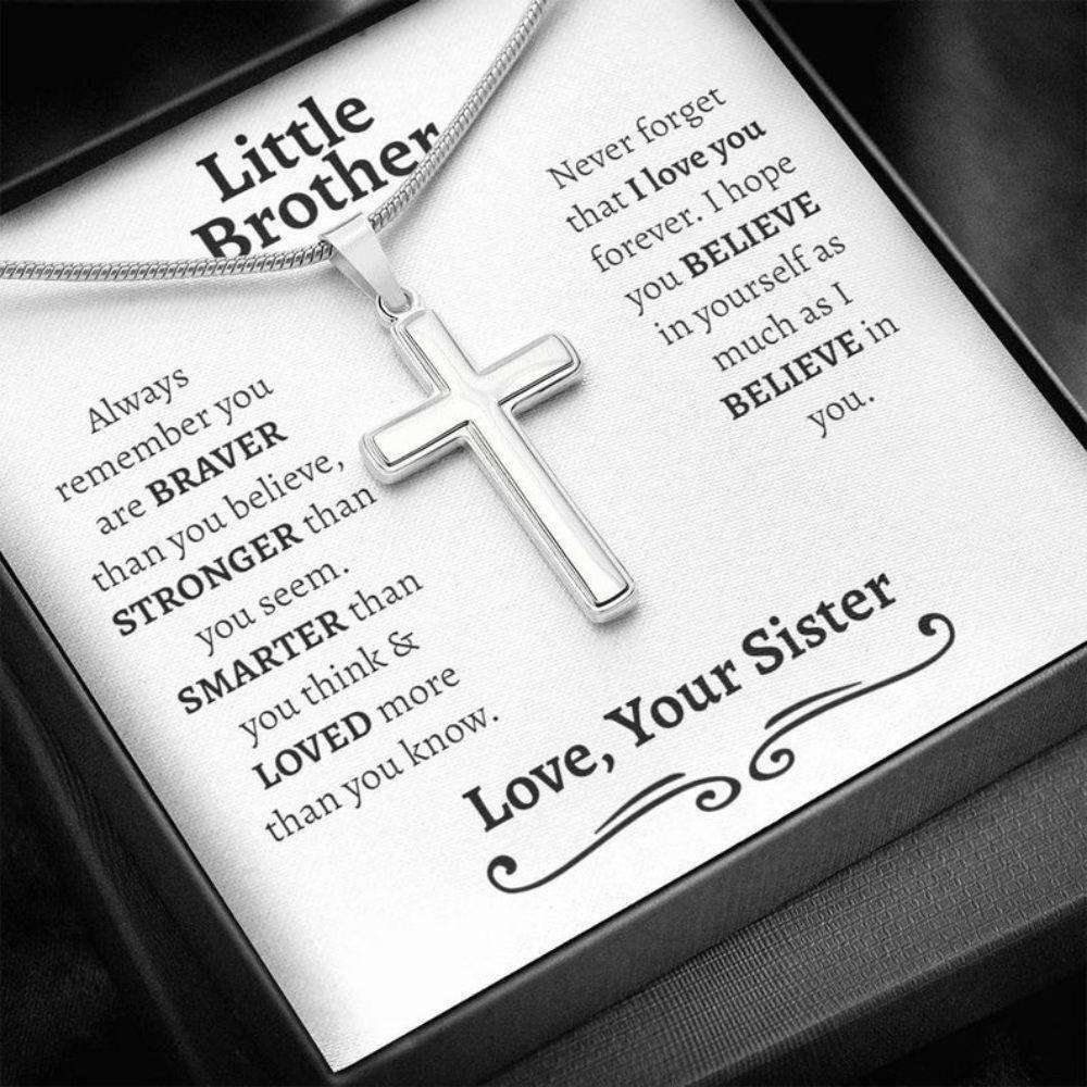 Little Brother Necklace Gift, Gift For Little Brother From Sister, Teenage Brother Necklace Gifts For Brother Rakva