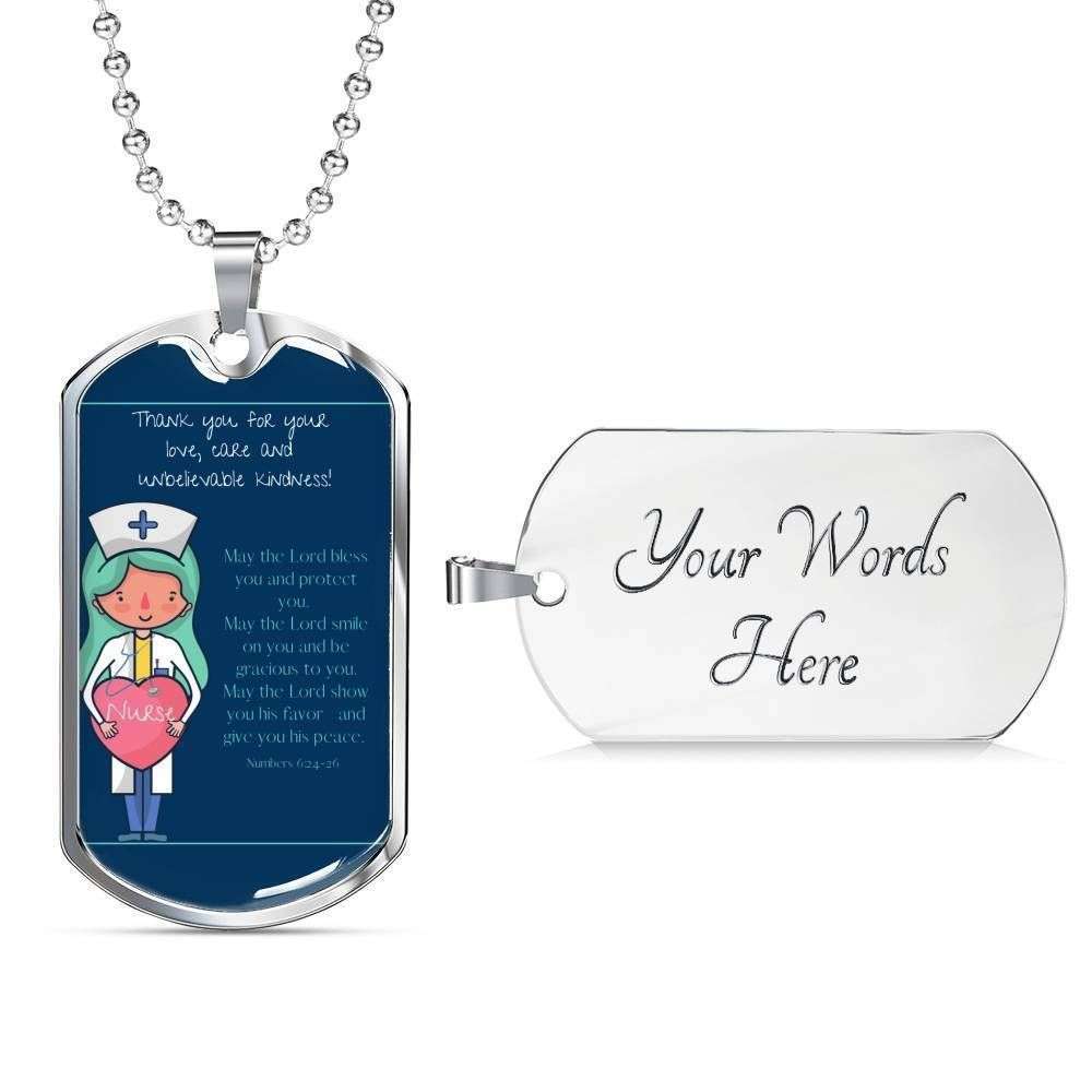 Lord Bless You And Protect You Dog Tag Military Chain Necklace With Military Ball Chain Rakva
