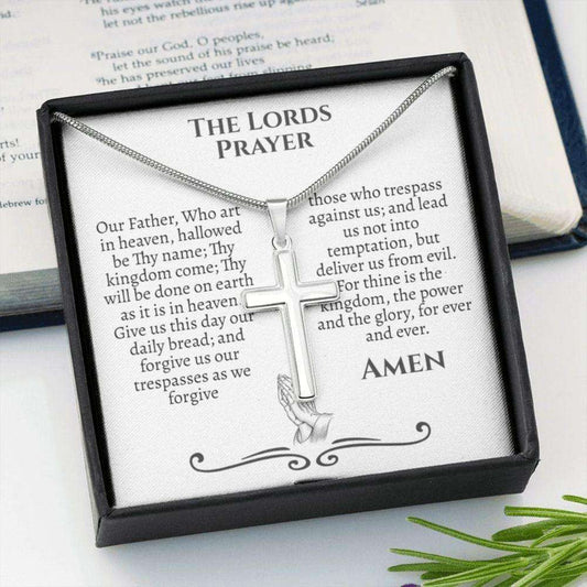 Lords Prayer Cross Necklace, Our Father Prayer, Serenity Prayer Gift, Lord’S Prayer Cross, Prayer Box Necklace, 925 Sterling Silver Cross Rakva