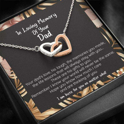 Loving Memory Loss Of Your Dad Remembrance Necklace, Connected Hearts Forever Rakva