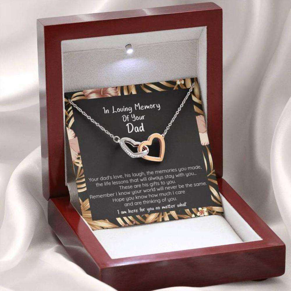 Loving Memory Loss Of Your Dad Remembrance Necklace, Connected Hearts Forever Rakva