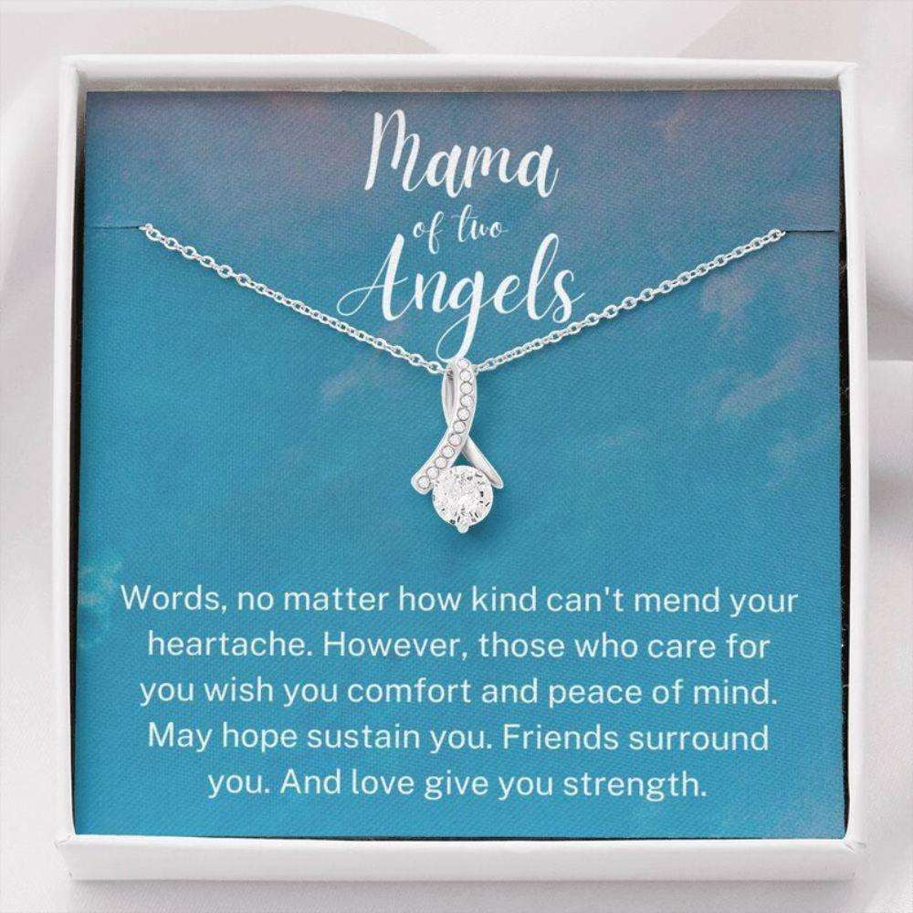 Mama Of Two Angels Necklace, Twin Miscarriage Gift, Loss Of Twins, Miscarriage Keepsake Necklace Rakva