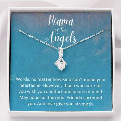 Mama Of Two Angels Necklace, Twin Miscarriage Gift, Loss Of Twins, Miscarriage Keepsake Necklace Rakva