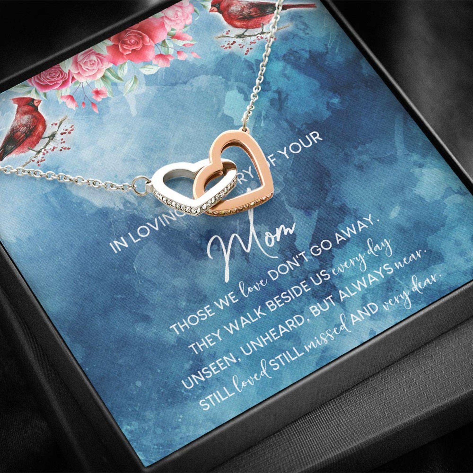 Memorial Necklace “ Gift For Loss Of Mom “ Interlocking Hearts Necklace Rakva