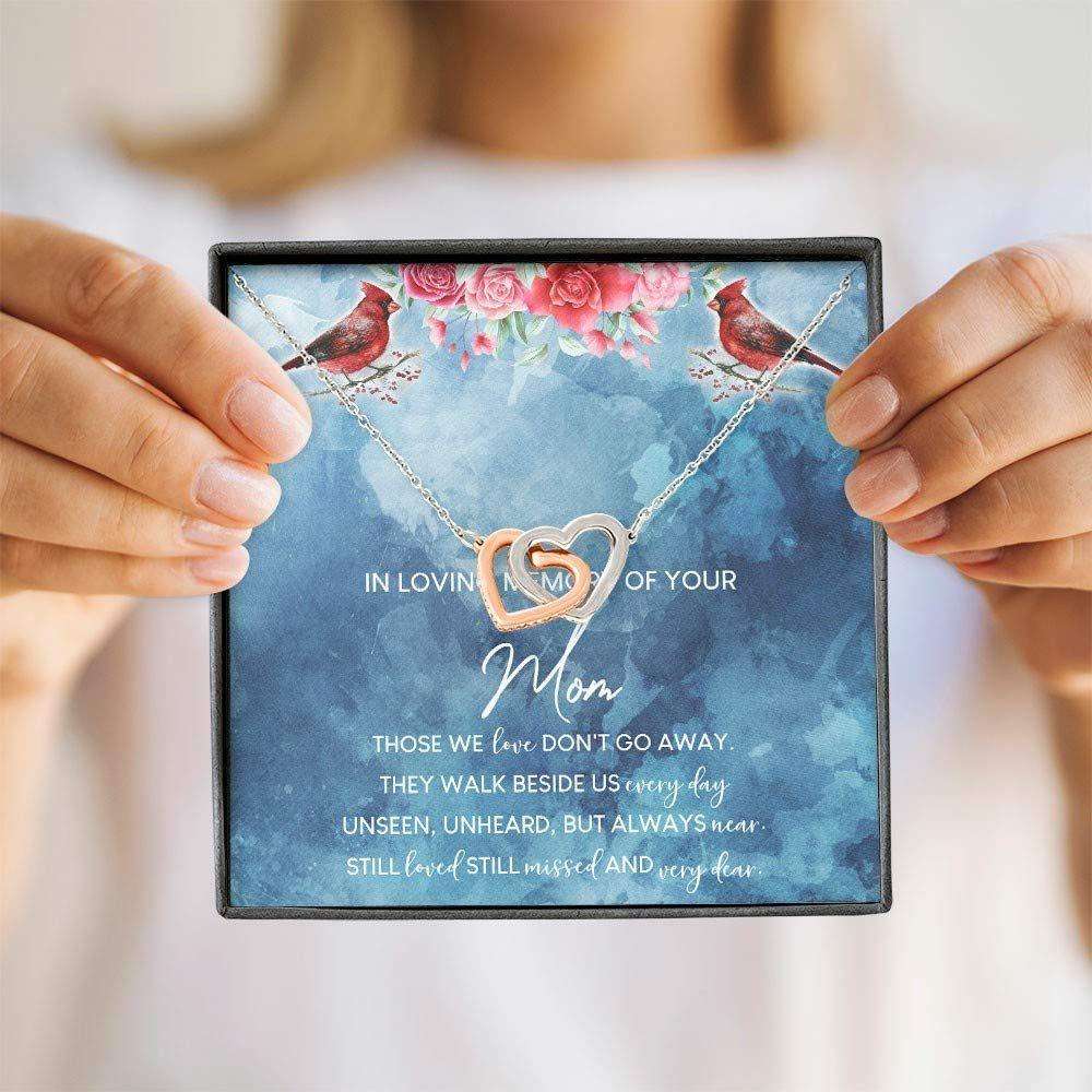 Memorial Necklace “ Gift For Loss Of Mom “ Interlocking Hearts, White, Fits Necklace With Gift Box Rakva