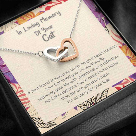 Memorial Necklace, In Loving Memory Of Your Cat Remembrance Necklace, Connected Hearts Forever Rakva