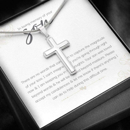 Memorials Necklace, Bereavement Gift For Loss Of Son, In Loving Memory Of Your Son Memorial Cross Necklace Rakva