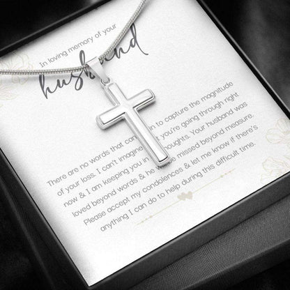 Memorials Necklace, Bereavement Gift, Loss Of Husband Necklace, In Loving Memory Of Husband Cross Necklace Rakva