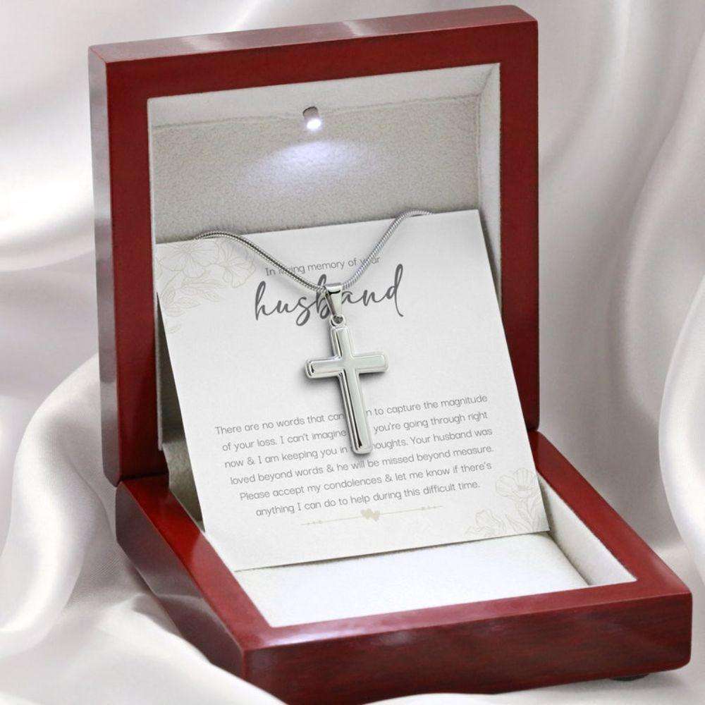 Memorials Necklace, Bereavement Gift, Loss Of Husband Necklace, In Loving Memory Of Husband Cross Necklace Rakva