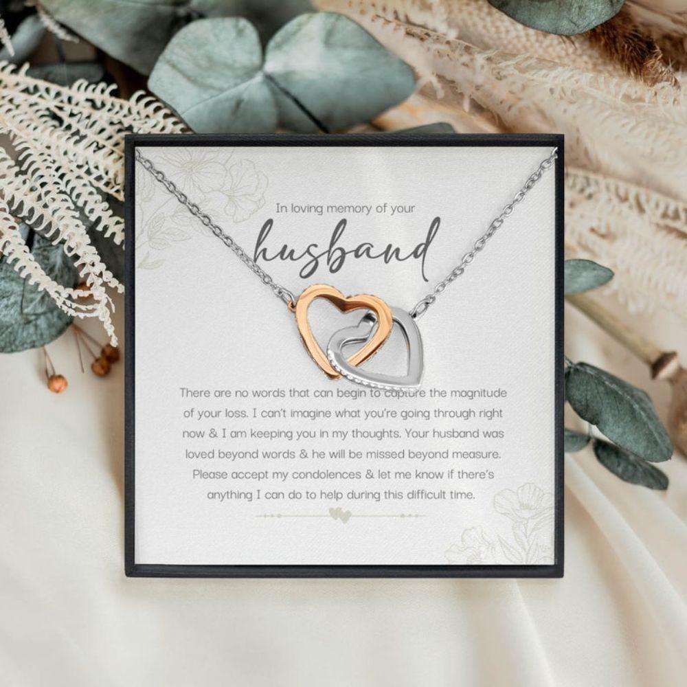 Memorials Necklace, Bereavement Gift, Loss Of Husband Necklace, In Loving Memory Of Husband Hearts Necklace Rakva