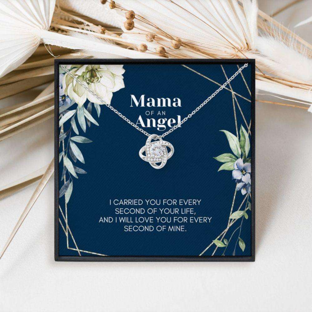 Memorials Necklace, Mama Of An Angel: Miscarriage Necklace Gift, Sorry For Your Loss, Angel Baby Bereavement Love Knot Necklace Rakva