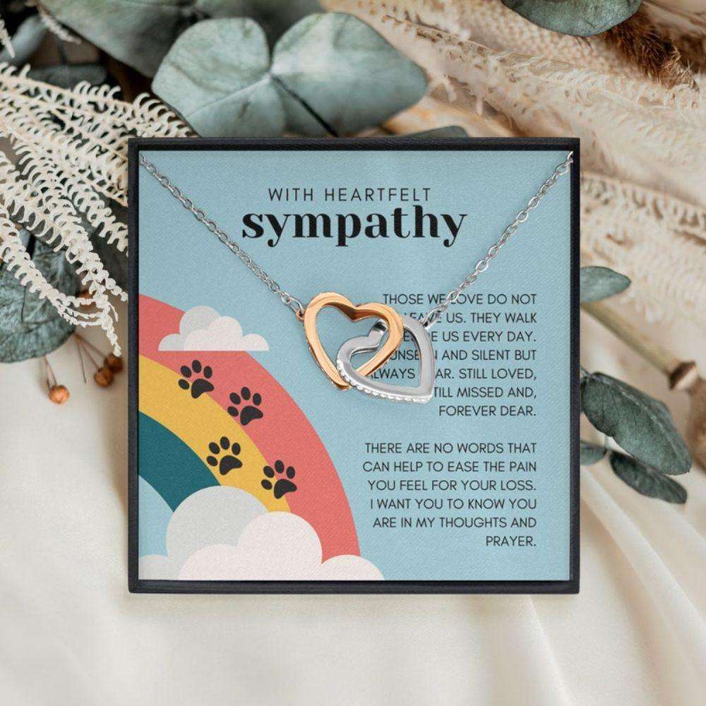 Memorials Necklace, Rainbow Bridge Memorial Gift: Cat Loss Gift, Pet Sympathy Gift, Dog Loss Memorial Gift, 2 Hearts Necklace Rakva