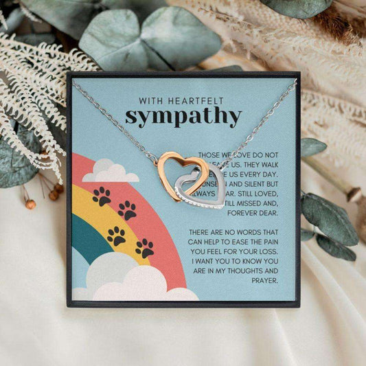 Memorials Necklace, Rainbow Bridge Memorial Gift: Cat Loss Gift, Pet Sympathy Gift, Dog Loss Memorial Gift, 2 Hearts Necklace Rakva