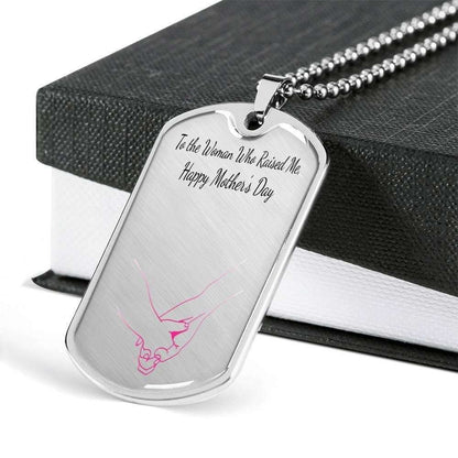 Mom Dog Tag Custom Picture, Dog Tag Necklace Mother’S Day For Mom Who Raised Me Gifts for Mother (Mom) Rakva