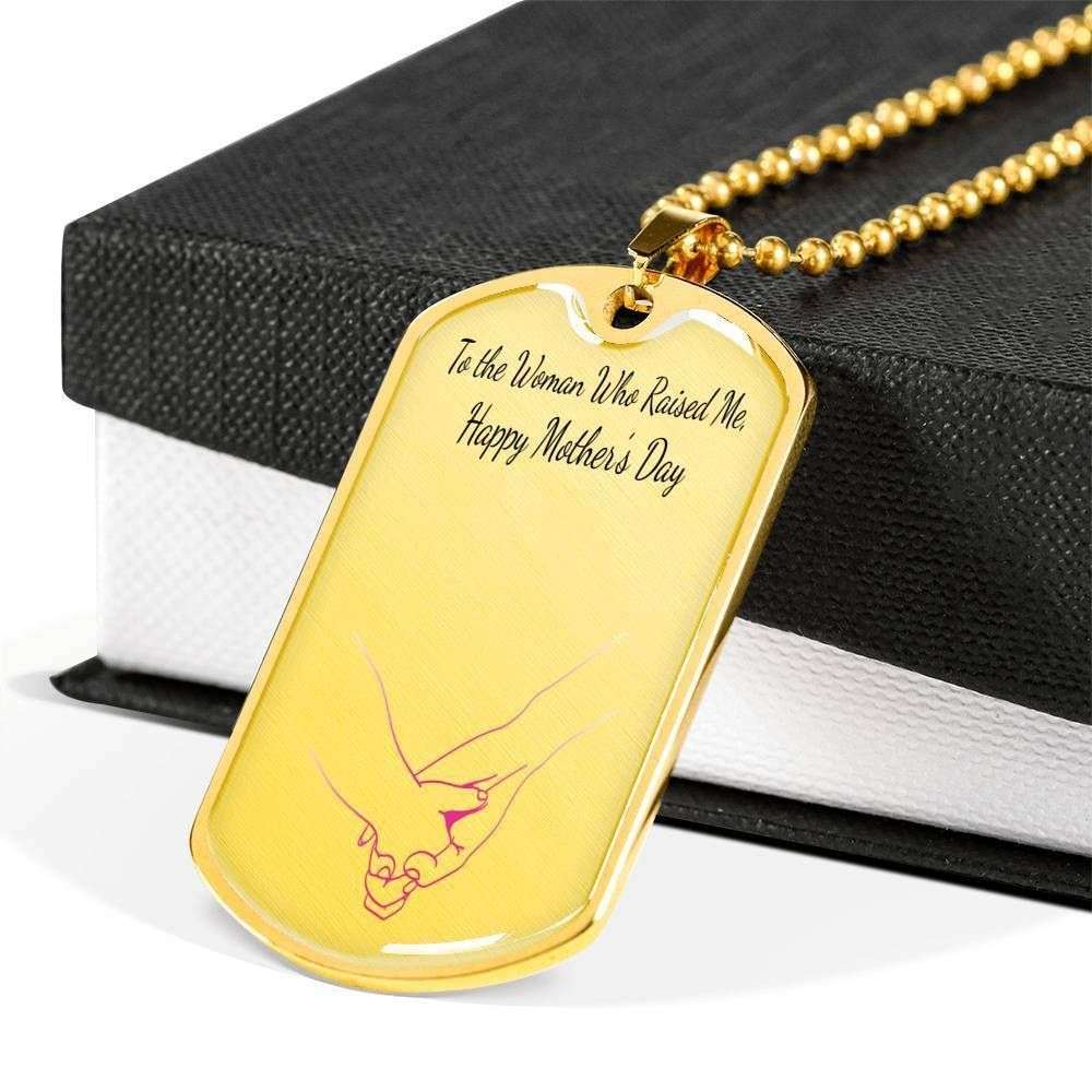 Mom Dog Tag Custom Picture, Dog Tag Necklace Mother’S Day For Mom Who Raised Me Gifts for Mother (Mom) Rakva