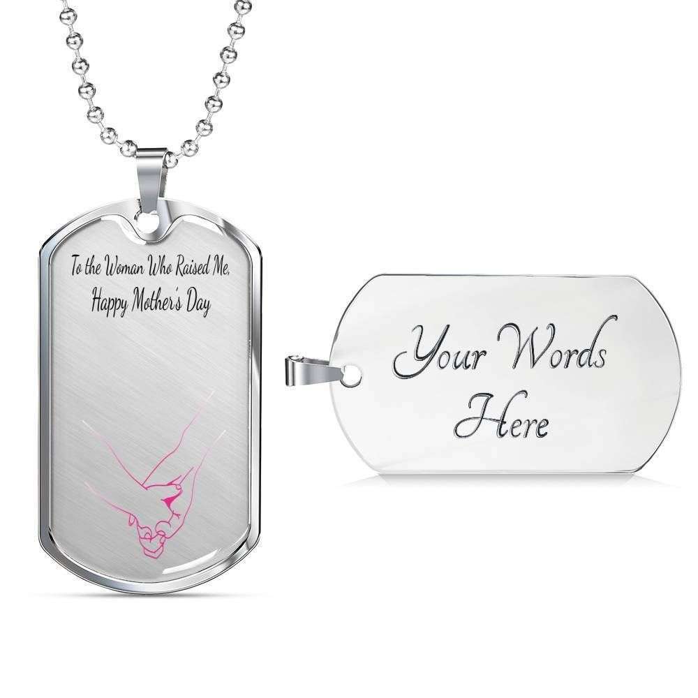 Mom Dog Tag Custom Picture, Dog Tag Necklace Mother’S Day For Mom Who Raised Me Gifts for Mother (Mom) Rakva