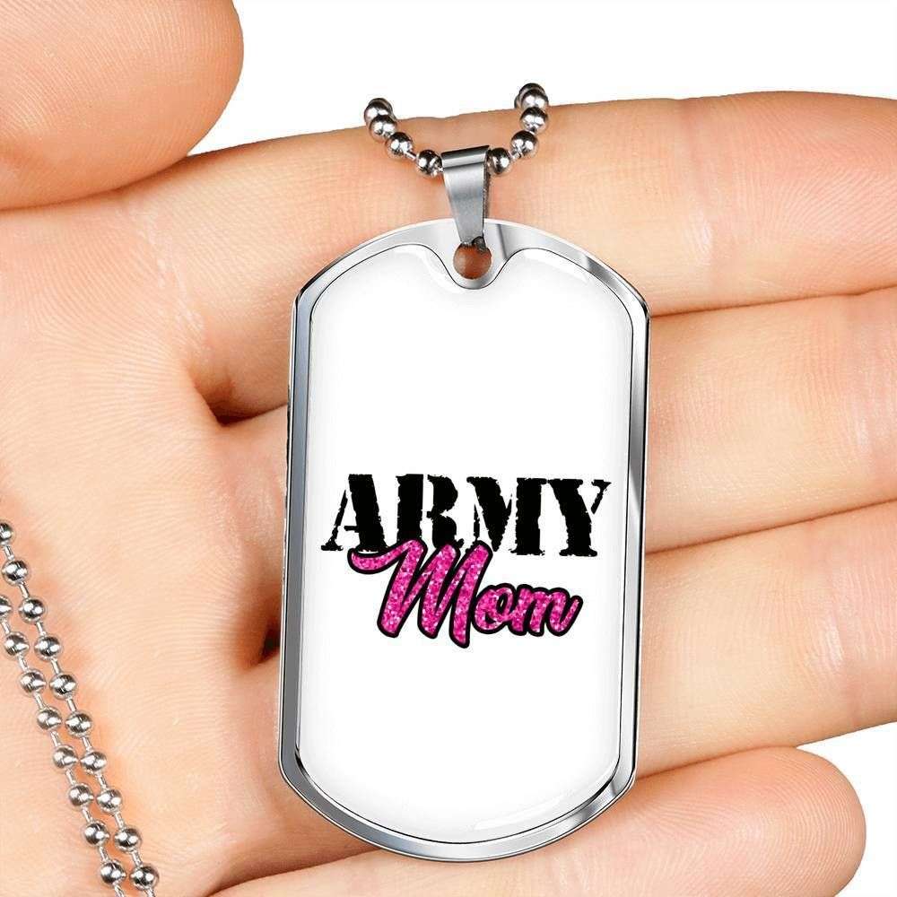 Mom Dog Tag, Custom Picture Gift For Army Mom Dog Tag Military Chain Necklace Silver Pendant Necklace Dog Tag Gifts for Mother (Mom) Rakva