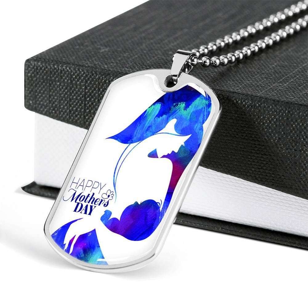 Mom Dog Tag, Custom Picture Happy Mother’S Day Dog Tag Military Chain Necklace For Mom Dog Tag Gifts for Mother (Mom) Rakva