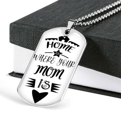 Mom Dog Tag Custom Picture, Home Where Your Mom Is Dog Tag Necklace Gift For Mom Gifts for Mother (Mom) Rakva