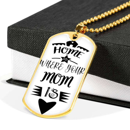 Mom Dog Tag Custom Picture, Home Where Your Mom Is Dog Tag Necklace Gift For Mom Gifts for Mother (Mom) Rakva