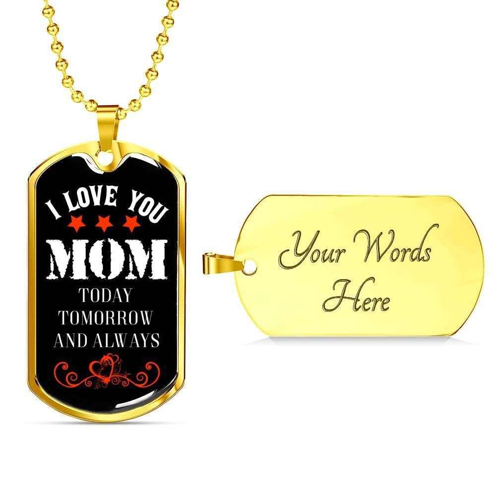 Mom Dog Tag, Custom Picture Love Mom Engraved Dog Tag Military Chain Necklace Pendant Dog Tag Gifts for Mother (Mom) Rakva