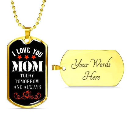 Mom Dog Tag, Custom Picture Love Mom Engraved Dog Tag Military Chain Necklace Pendant Dog Tag Gifts for Mother (Mom) Rakva