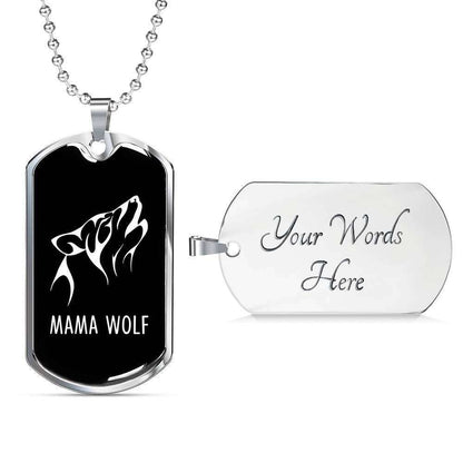Mom Dog Tag, Custom Picture Mama Wolf Dog Tag Military Chain Necklace For Mom Dog Tag Gifts for Mother (Mom) Rakva