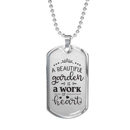 Mom Dog Tag Custom Picture Mother’S Day, A Beautiful Garden Is A Work Of Heart Dog Tag Necklace Gift For Mom Gifts for Mother (Mom) Rakva