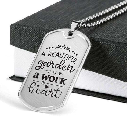 Mom Dog Tag Custom Picture Mother’S Day, A Beautiful Garden Is A Work Of Heart Dog Tag Necklace Gift For Mom Gifts for Mother (Mom) Rakva