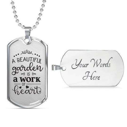 Mom Dog Tag Custom Picture Mother’S Day, A Beautiful Garden Is A Work Of Heart Dog Tag Necklace Gift For Mom Gifts for Mother (Mom) Rakva