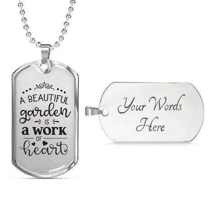 Mom Dog Tag Custom Picture Mother’S Day, A Beautiful Garden Is A Work Of Heart Dog Tag Necklace Gift For Mom Gifts for Mother (Mom) Rakva