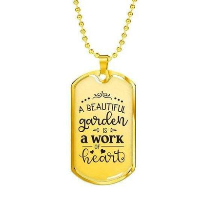 Mom Dog Tag Custom Picture Mother’S Day, A Beautiful Garden Is A Work Of Heart Dog Tag Necklace Gift For Mom Gifts for Mother (Mom) Rakva