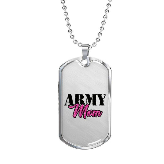 Mom Dog Tag Custom Picture Mother’S Day, Army Mom White Dog Tag Necklace For Amry Mom Gifts for Mother (Mom) Rakva