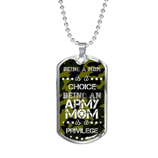 Mom Dog Tag Custom Picture Mother’S Day, Being A Mom Is A Choice An Army Mom Is A Privilege Gift For Mom Necklace Gifts for Mother (Mom) Rakva